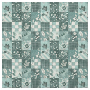 Winter Türkis Blau Patchwork Vintage Quilt Stoff