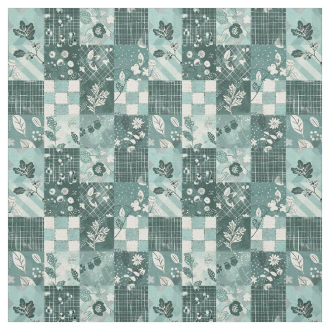 Winter Türkis Blau Patchwork Vintage Quilt Stoff (Muster)
