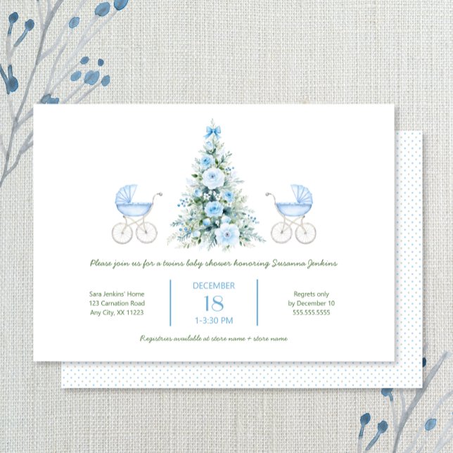 Winter twin boys Baby Shower Invitation Einladung (Von Creator hochgeladen)