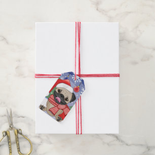 Winter-u. Weihnachtszeit-Mops Geschenkanhänger