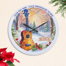 Winter Ukulele im Schnee Custom Text Weihnachten