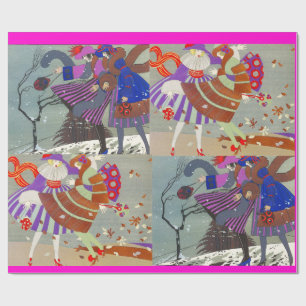 WINTER- UND HERBST-ART-DECO-SCHÖNHEIT-MODE GESCHENKPAPIER