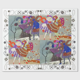 WINTER- UND HERBST-ART-DECO-SCHÖNHEIT MODE, weiß Geschenkpapier