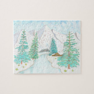 Winter- und Immergrün-Glossy-Poster Puzzle