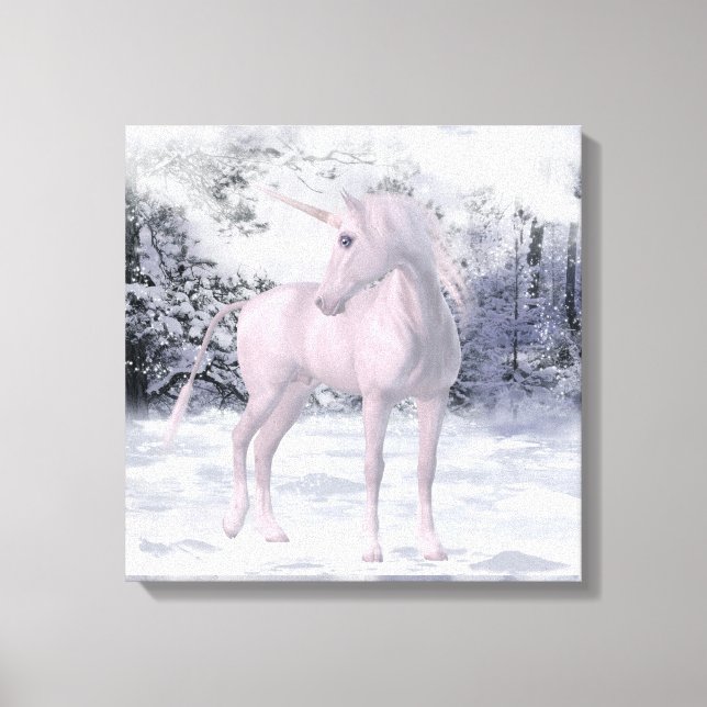 Winter Unicorn Leinwanddruck (Vorderseite)