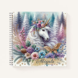 Winter Unicorn Magical Scene 3 - Personalisieren Notizbuch