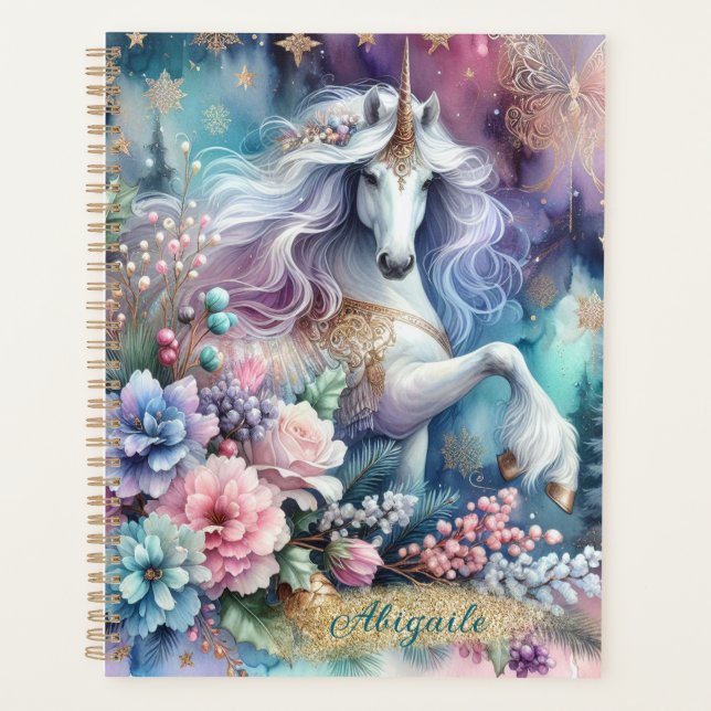 Winter Unicorn Magical Scene 4 Planer (Vorderseite)