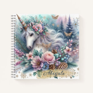 Winter Unicorn Magische Szene 1 - Personalisieren Notizbuch