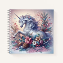 Winter Unicorn Magische Szene 5 - Personalisieren Notizbuch