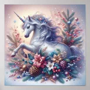 Winter Unicorn Magische Szene 5 Poster