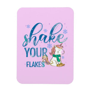Winter Unicorn   Schütteln Sie Ihre Flakes   Spaß  Magnet