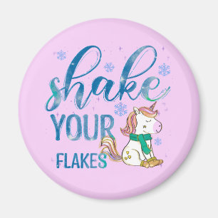 Winter Unicorn Schütteln Sie Ihre Flakes Spaß Magnet