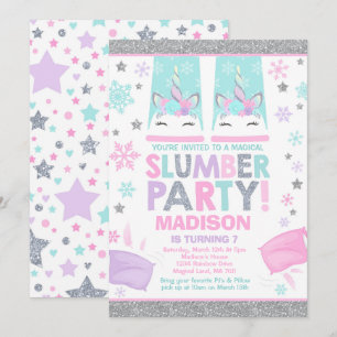 Winter Unicorn Slumber Party Einladung