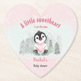 Winter Valentines Girl Baby Dusche Herzpapier Untersetzer