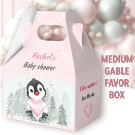 Winter Valentines Pinguin Girl Babydusche Medium Geschenkschachtel