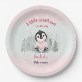 Winter Valentines Pinguin Girl Babydusche Pappteller