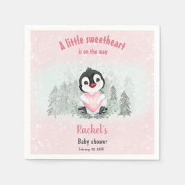 Winter Valentines Pinguin Girl Babydusche Serviette