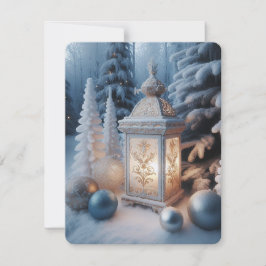 Winter Verzierte Mattierte Lantern Feiertagskarte
