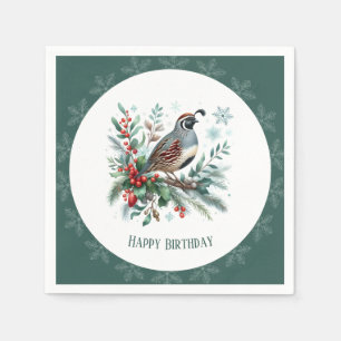Winter Vibes California Quail - Geburtstag Serviette