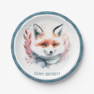 Winter Vibes Fox mit Scarf Geburtstag Pappteller