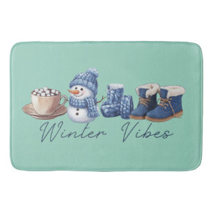 Winter Vibes Friendly Snowman Badematte