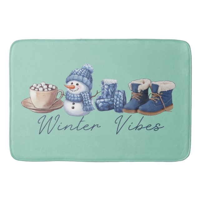 Winter Vibes Friendly Snowman Badematte (Vorderseite)