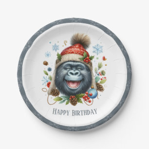 Winter Vibes Gorilla - Geburtstag Pappteller