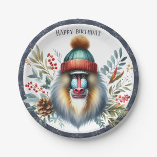 Winter Vibes Mandrill - Geburtstag Pappteller