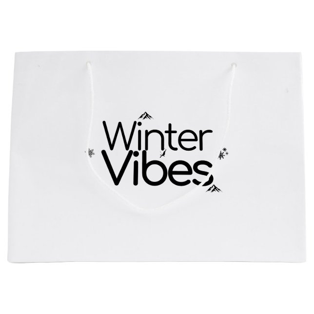 Winter Vibes - Minimalistische Schneeflocke und Be Große Geschenktüte (Vorderseite)