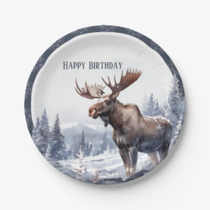 Winter Vibes Moose - Geburtstag Pappteller