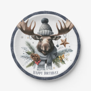 Winter Vibes Moose - Geburtstag Pappteller