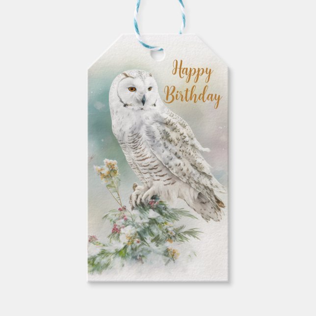Winter vibes Owl - Geburtstag Geschenkanhänger (Vorderseite)