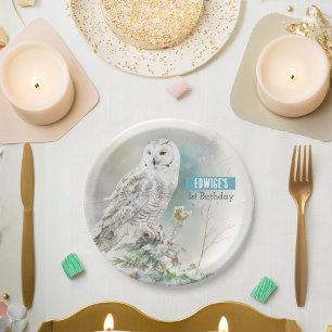 Winter vibes Owl - Geburtstagsparty - Pappteller