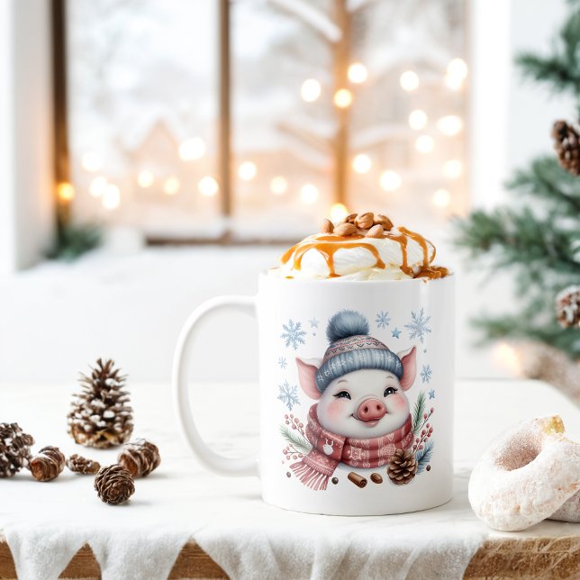 Winter Vibes Pig - Kaffeetasse (Von Creator hochgeladen)