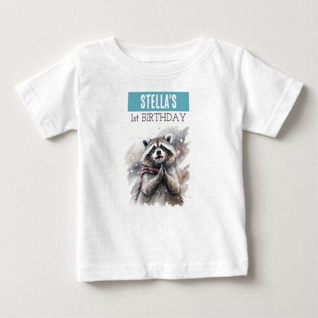 Winter Vibes Raccoon - 1. T - Shirt (Vorderseite)