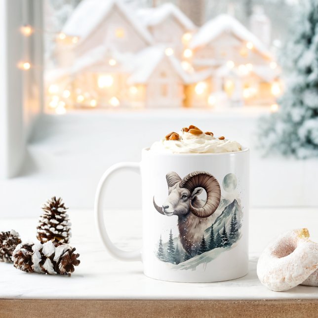 Winter Vibes Rocky Mountain Bighorn Sheep - Kaffeetasse (Von Creator hochgeladen)