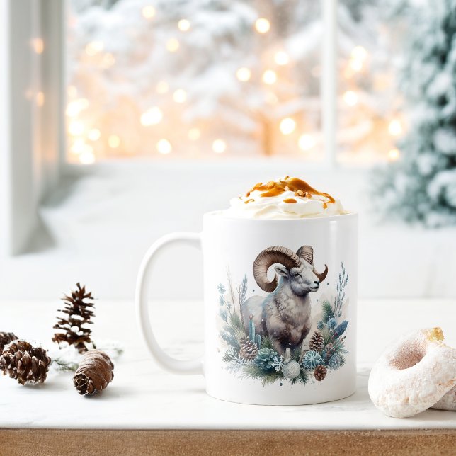 Winter Vibes Rocky Mountain Bighorn Sheep - Kaffeetasse (Von Creator hochgeladen)