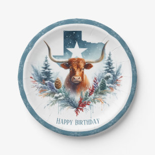 Winter Vibes Texas Longhorn Geburtstag Pappteller