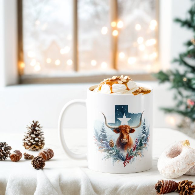 Winter Vibes Texas Longhorn - Kaffeetasse (Von Creator hochgeladen)
