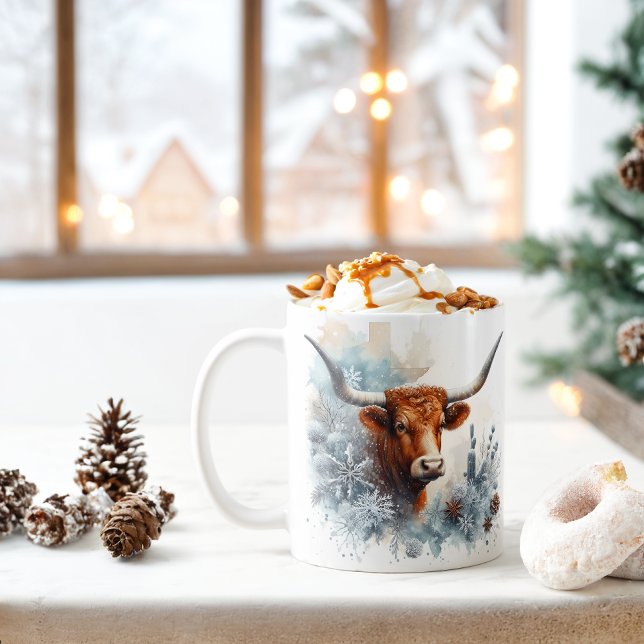 Winter Vibes Texas Longhorn - Kaffeetasse (Von Creator hochgeladen)