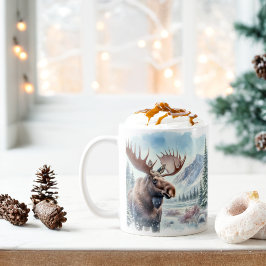Winter Vibes Wasserfarbe Elch - Kaffeetasse