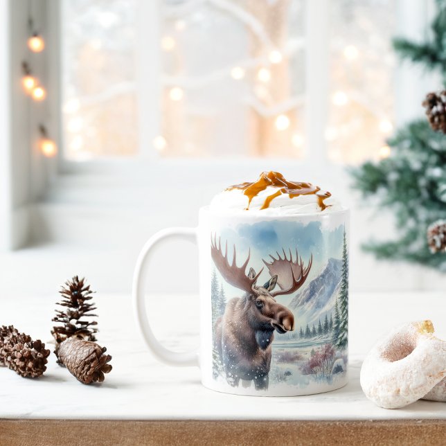 Winter Vibes Wasserfarbe Elch - Kaffeetasse (Von Creator hochgeladen)