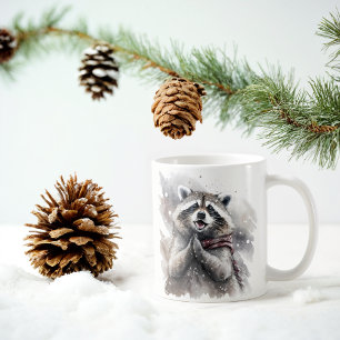 Winter Vibes Wasserfarbe Raccoon Kaffeetasse