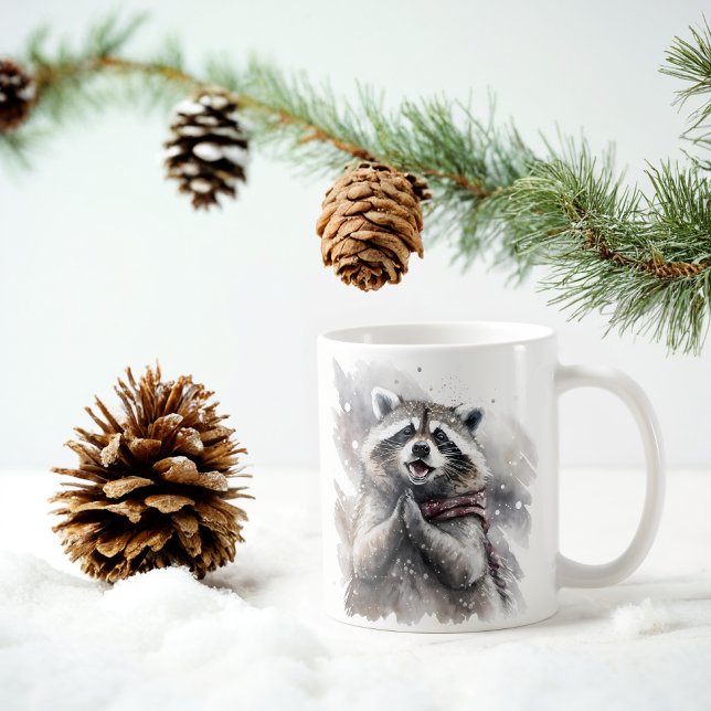 Winter Vibes Wasserfarbe Raccoon Kaffeetasse (Von Creator hochgeladen)