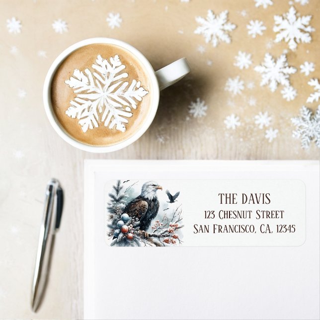 Winter Vibes Watercolor Bald Eagle Rücksendeadress (Von Creator hochgeladen)