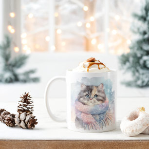 Winter Vibes Watercolor Cat - Kaffeetasse