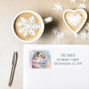 Winter Vibes Watercolor Cat Rücksendeadresse