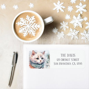 Winter Vibes Watercolor Cat Rücksendeadresse