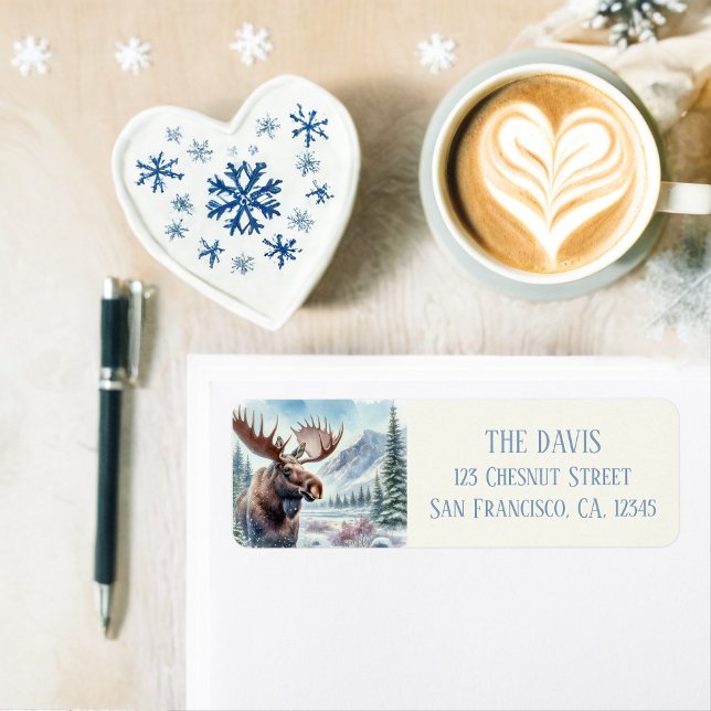 Winter Vibes Watercolor Elche Rücksendeadresse (Von Creator hochgeladen)