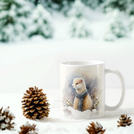 Winter Vibes Watercolor Ermine Kaffeetasse